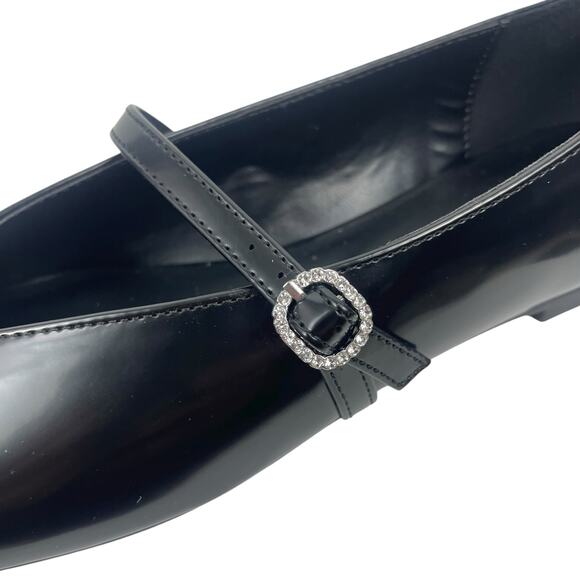 Mango Jewel Strap Glossy Mary Jane Ballet Flats Black Women Size 39/ 8.5 - Picture 13 of 13